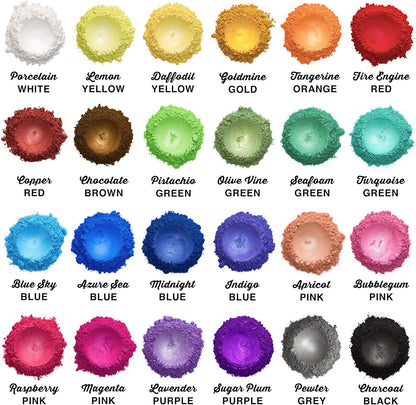 Dibble Dabble Mica Powder 24 Color Shake Jars – 240g Set - Cosmetic Grade Mica Pigment Powder for Soap Making, Epoxy Resin, Lip Gloss, Nails, Bath Bombs, Slime (10g per jar)