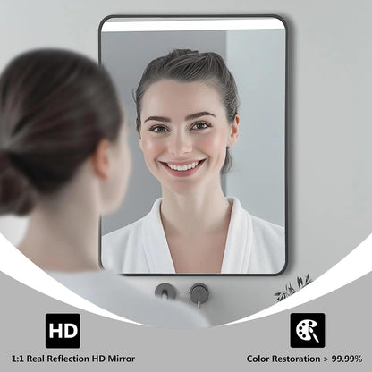 Modern Rectangular Framed Metal Mirror, Wall Mount, Bathroom