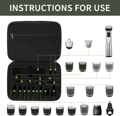 Case for Philips Norelco Multigroom Series 7000 MG7750/49 Beard Trimmer & attachments, Travel Storage Bag Hard Case Organizer (Series 7000)