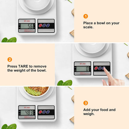 Digital Kitchen Scale 22lb/10kg Capacity, Stainless Steel Food Scale with oz/g Units | Replaceable Battery Power | Ideal for Meal Prep, Cooking, Baking